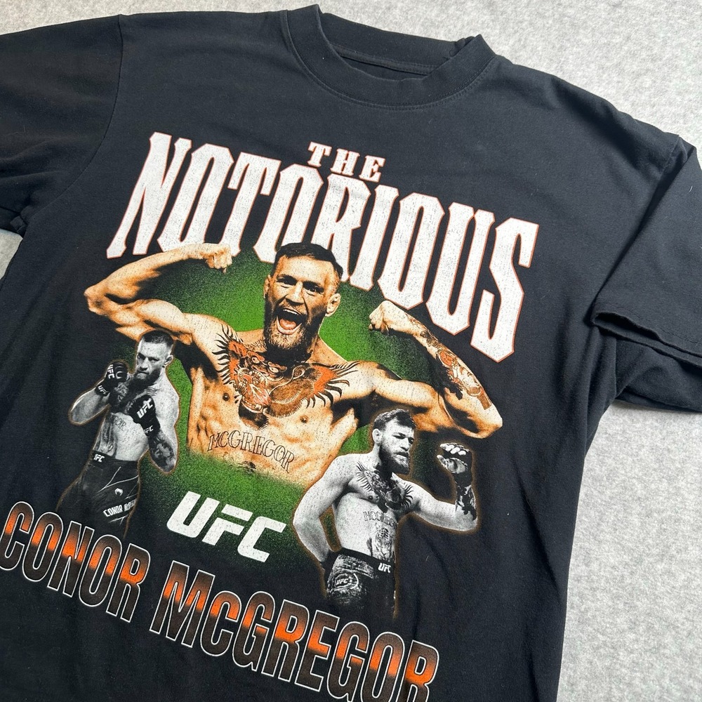 UFC Conor McGregor The Notorious Graphic T-Shirt Mens M Black MMA Tee
